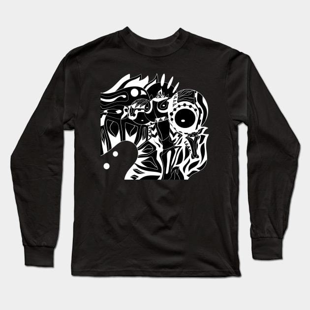 dark shadow alien samurai ecopop Long Sleeve T-Shirt by jorge_lebeau